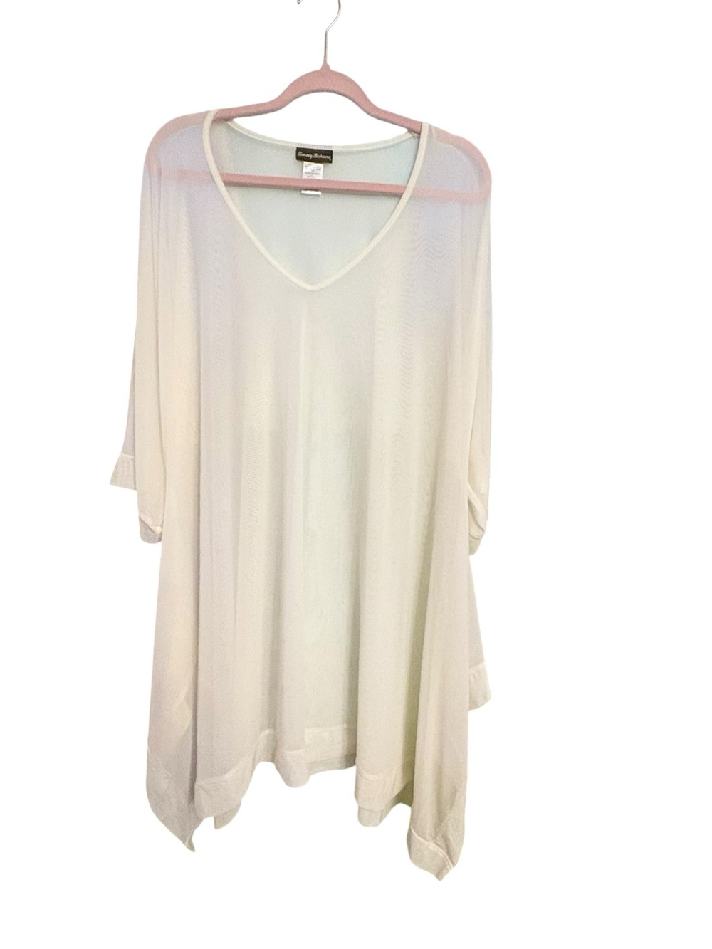 Tommy Bahama Cream V-Neck Sheer Flowing Resort Wear Poncho Shell (only) sz XL - Picture 2 of 6